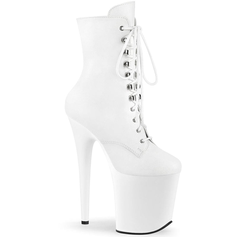 Pleaser FLAMINGO-1020 Platform Ankle Boot (White Faux Leather/White Matte) 5
