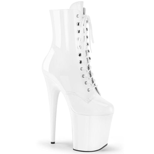 Pleaser FLAMINGO-1020 Platform Ankle Boot (White Patent/White) 5