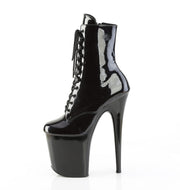 Pleaser FLAMINGO-1020BLG Platform Ankle Boot (Black Patent-Blue Glitter/Black)