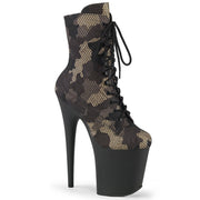 Pleaser FLAMINGO-1020CM Platform Ankle Boot (Green Camo-Mesh/Black Matte) 5