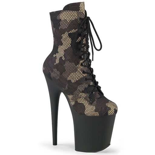 Pleaser FLAMINGO-1020CM Platform Ankle Boot (Green Camo-Mesh/Black Matte) 5