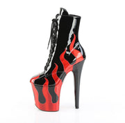 Pleaser FLAMINGO-1020FLM Platform Ankle Boot (Black Patent-Red Metallic Pu/Black-Red Metallic Pu)