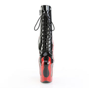 Pleaser FLAMINGO-1020FLM Platform Ankle Boot (Black Patent-Red Metallic Pu/Black-Red Metallic Pu)