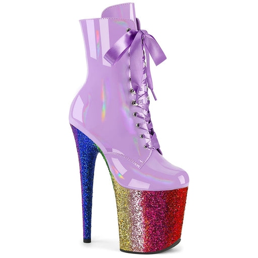 Pleaser FLAMINGO-1020HG Platform Ankle Boot (Lavender Holo Patent/Rainbow Glitter) 5