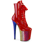 Pleaser FLAMINGO-1020HG Platform Ankle Boot (Red Holo Patent/Rainbow Glitter) 5