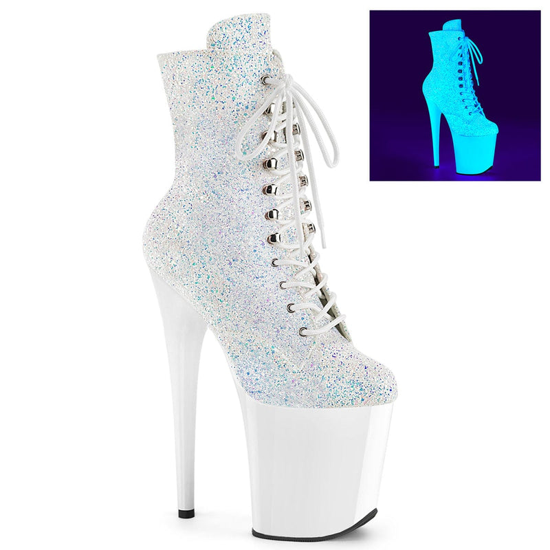 Pleaser FLAMINGO-1020LG Platform Ankle Boot (Neon White Multi Glitter/Neon White) 5