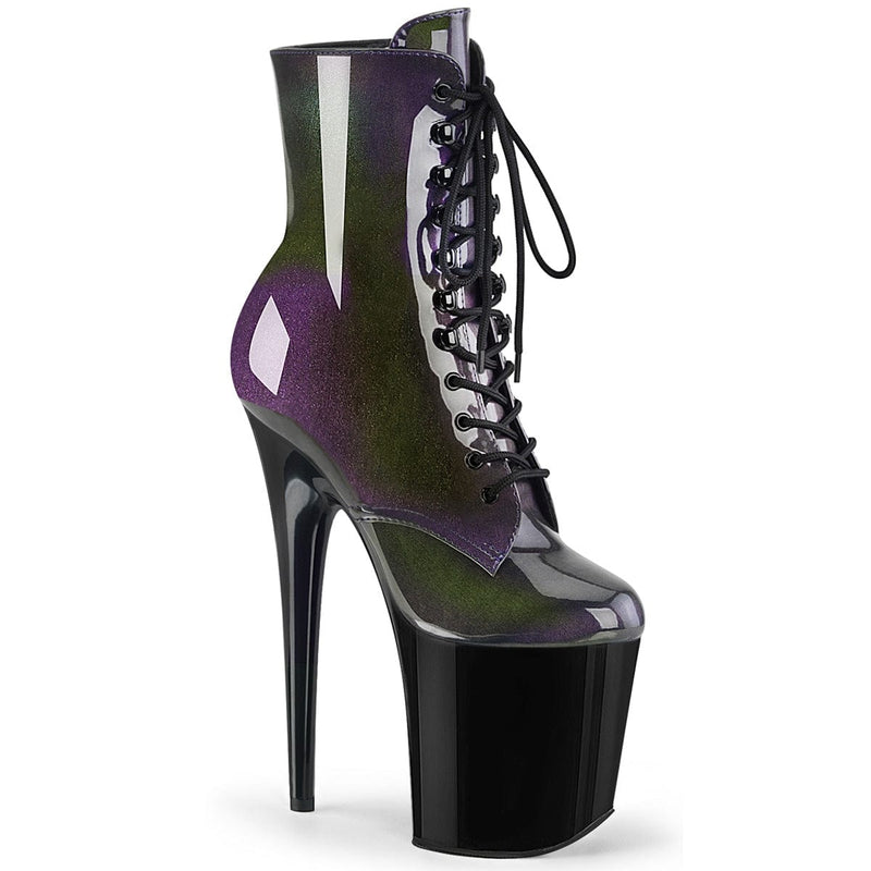 Pleaser FLAMINGO-1020SHG Platform Ankle Boot (Purple-Olive/Black)