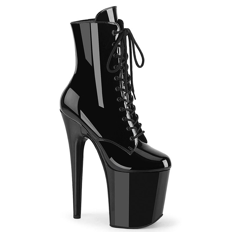 Pleaser FLAMINGO-1020WR Black Pat/Black Ankle Boot