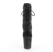 Pleaser FLAMINGO-1020WR Platform Ankle Boot (Black Shimmering Fabric/Black)