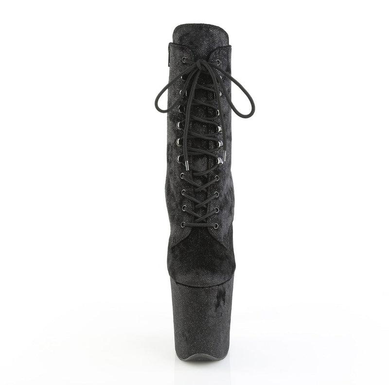 Pleaser FLAMINGO-1020WR Platform Ankle Boot (Black Shimmering Fabric/Black)