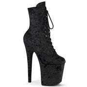 Pleaser FLAMINGO-1020WR Platform Ankle Boot (Black Shimmering Fabric/Black)