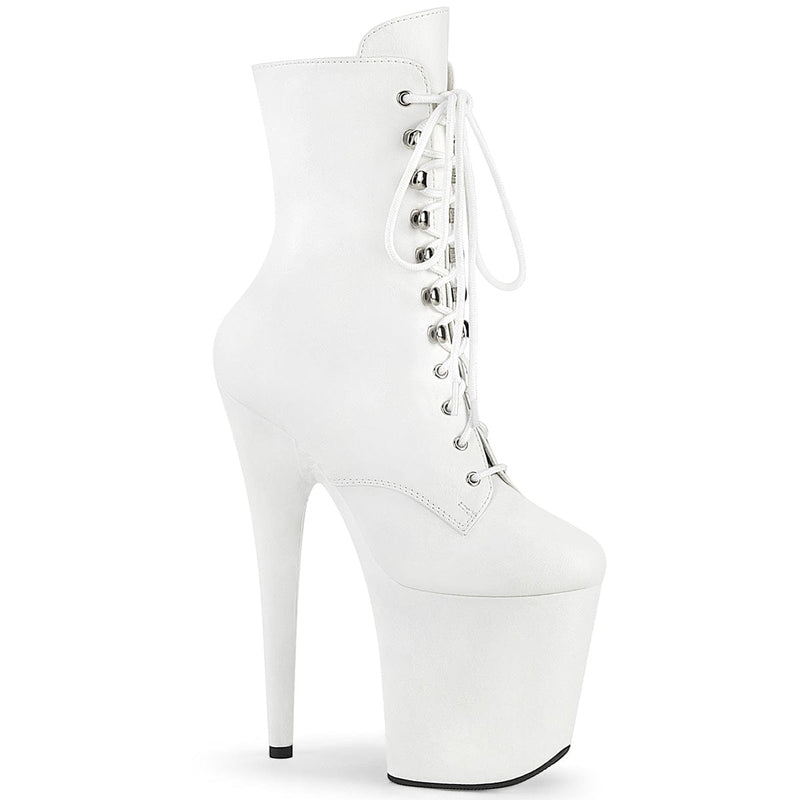 Pleaser FLAMINGO-1020WR Platform Ankle Boot (White Faux Leather/White Faux Leather) 5