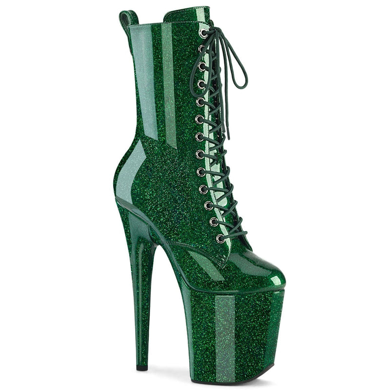 Pleaser FLAMINGO-1040GP Platform Ankle Boot (Emerald Green Glitter Patent/M)