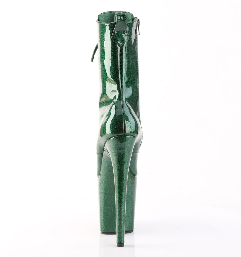 Pleaser FLAMINGO-1040GP Platform Ankle Boot (Emerald Green Glitter Patent/M)