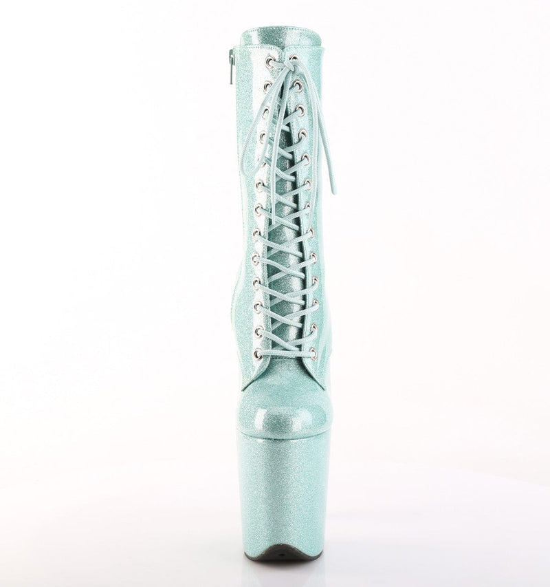 Pleaser FLAMINGO-1040GP Platform Ankle Boot (Mint Glitter Patent/M)