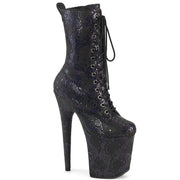 Pleaser FLAMINGO-1040SPF Platform Ankle Boot (Black Oil Slick Metallic Snake Print Fabric/M) 5