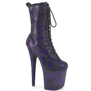 Pleaser FLAMINGO-1040SPF Platform Ankle Boot (Purple Metallic Snake Print Fabric/M)