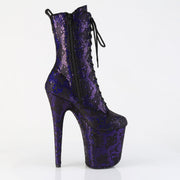 Pleaser FLAMINGO-1040SPF Platform Ankle Boot (Purple Metallic Snake Print Fabric/M)