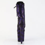 Pleaser FLAMINGO-1040SPF Platform Ankle Boot (Purple Metallic Snake Print Fabric/M)