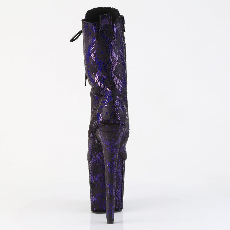 Pleaser FLAMINGO-1040SPF Platform Ankle Boot (Purple Metallic Snake Print Fabric/M)