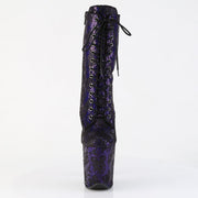 Pleaser FLAMINGO-1040SPF Platform Ankle Boot (Purple Metallic Snake Print Fabric/M)