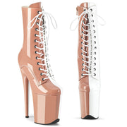 Pleaser FLAMINGO-1040TT Platform Ankle Boot (Blush-White Patent/Blush-White) 5