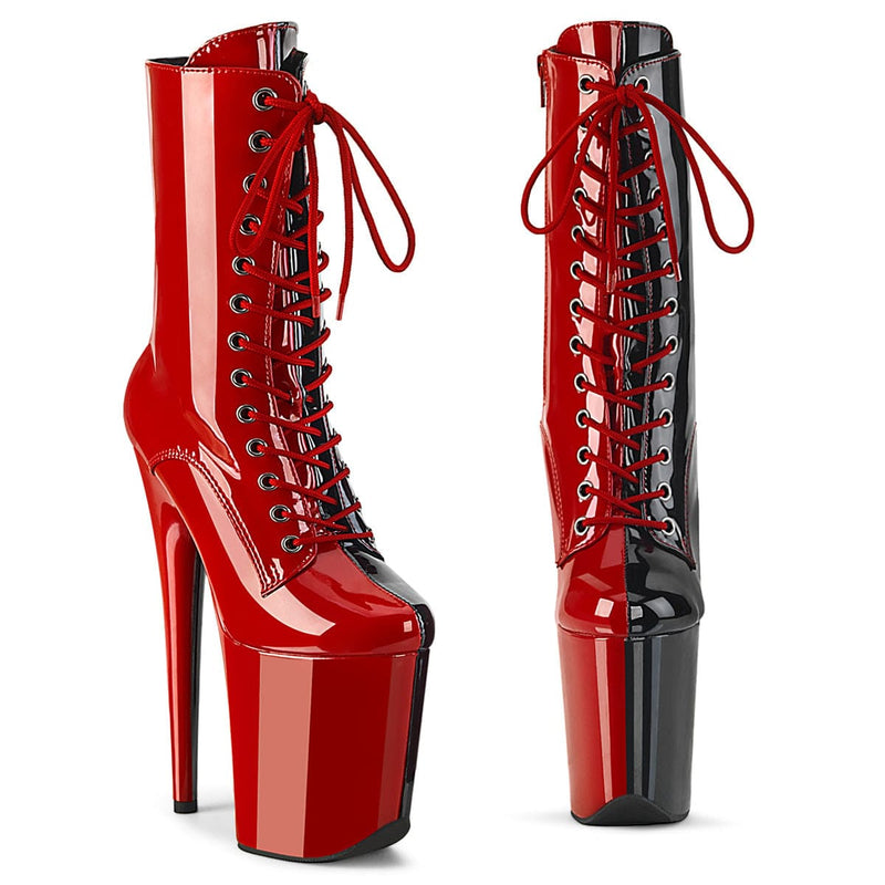 Pleaser FLAMINGO-1040TT Platform Ankle Boot (Red-Black Patent/Red-Black) 5
