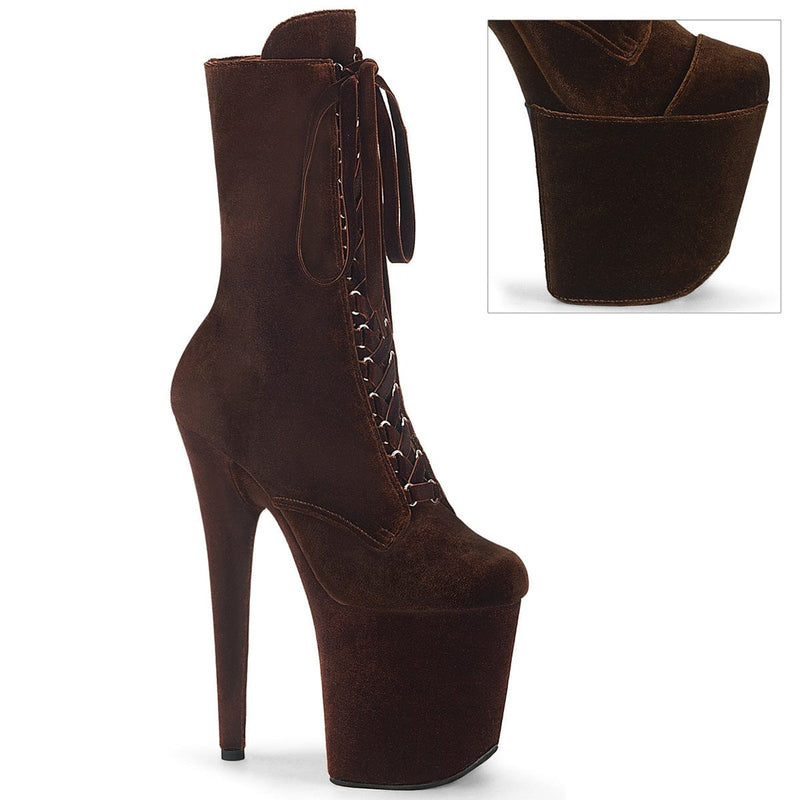 Pleaser FLAMINGO-1045VEL Platform Ankle Boot (Brown Velvet/M) 5
