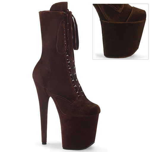 Pleaser FLAMINGO-1045VEL Platform Ankle Boot (Brown Velvet/M) 5