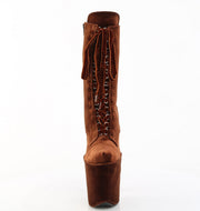Pleaser FLAMINGO-1045VEL Platform Ankle Boot (Brown Velvet/M)