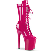 Pleaser FLAMINGO-1050 Platform Mid-Calf Boot (Hot Pink Patent/Hot Pink)