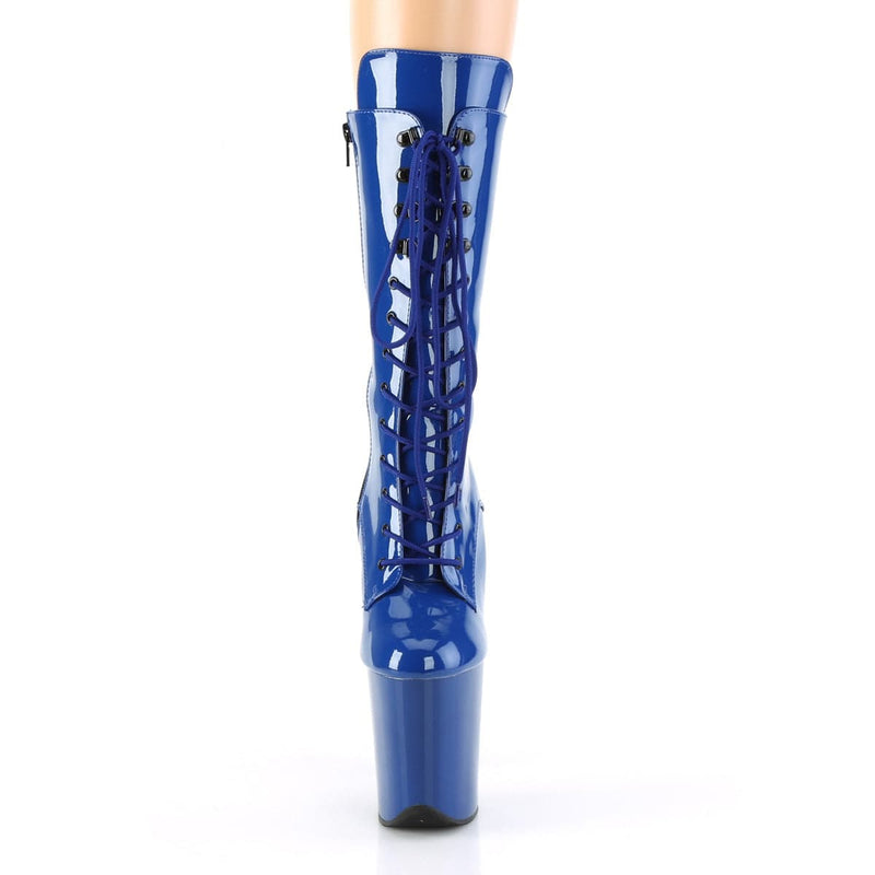 Pleaser FLAMINGO-1050 Platform Mid-Calf Boot (Royal Blue Patent/Royal Blue)