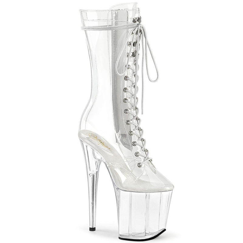 Pleaser FLAMINGO-1050C Platform Mid-Calf Boot (Clear/Clear) 5