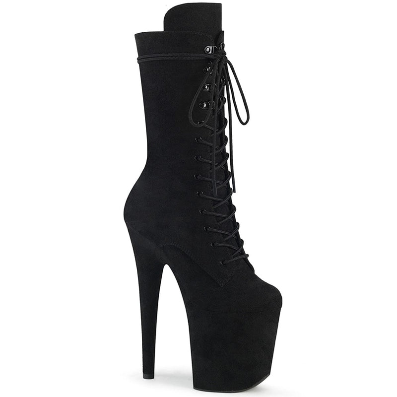 Pleaser FLAMINGO-1050FS Platform Mid-Calf Boot (Black Faux Suede/Black Faux Suede) 5