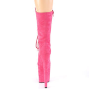 Pleaser FLAMINGO-1050FS Platform Mid-Calf Boot (Hot Pink Faux Suede/Hot Pink Faux Suede)