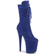 Pleaser FLAMINGO-1050FS Platform Mid-Calf Boot (Royal Blue Faux Suede/Royal Blue Faux Suede)