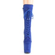 Pleaser FLAMINGO-1050FS Platform Mid-Calf Boot (Royal Blue Faux Suede/Royal Blue Faux Suede)