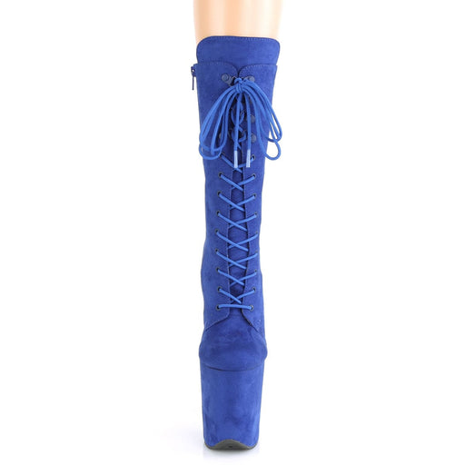 Pleaser FLAMINGO-1050FS Platform Mid-Calf Boot (Royal Blue Faux Suede/Royal Blue Faux Suede)