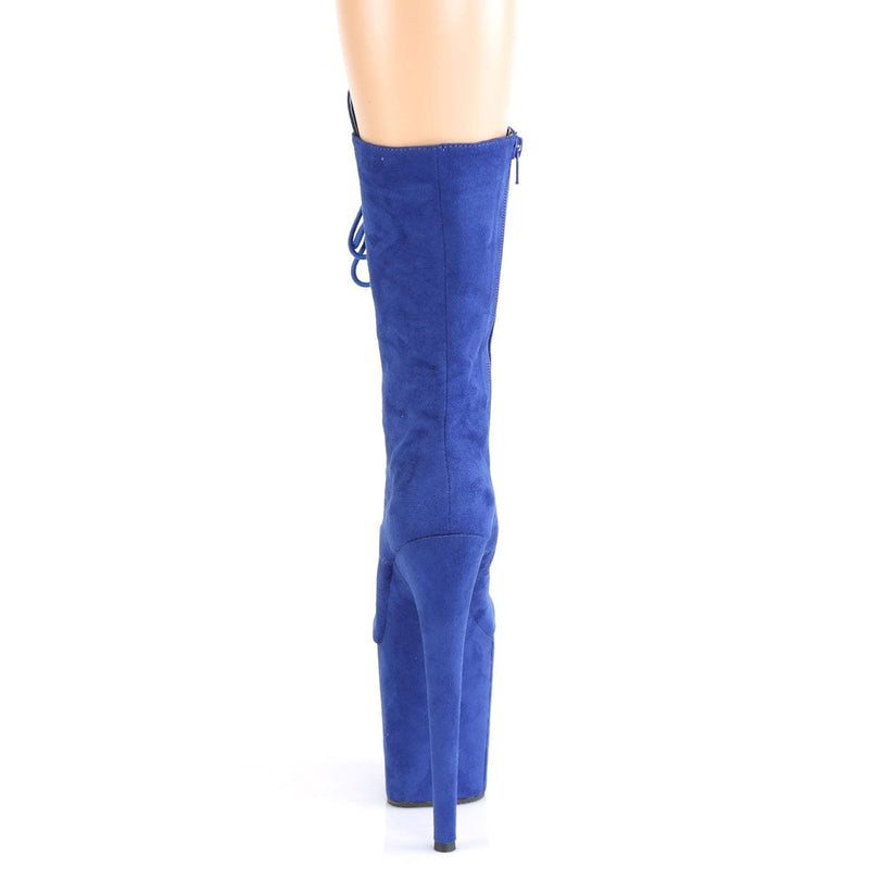 Pleaser FLAMINGO-1050FS Platform Mid-Calf Boot (Royal Blue Faux Suede/Royal Blue Faux Suede)