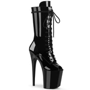 Pleaser FLAMINGO-1051 Platform Mid-Calf Boot (Black Patent/Black)