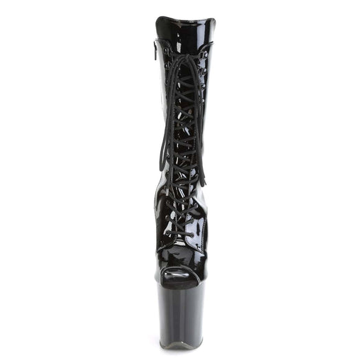 Pleaser FLAMINGO-1051 Platform Mid-Calf Boot (Black Patent/Black)