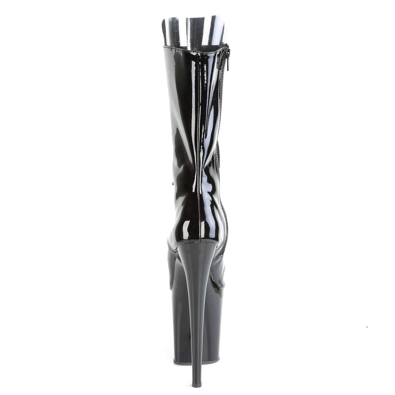 Pleaser FLAMINGO-1051 Platform Mid-Calf Boot (Black Patent/Black)