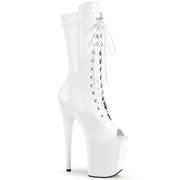 Pleaser FLAMINGO-1051 Platform Mid-Calf Boot (White Patent/White) 5