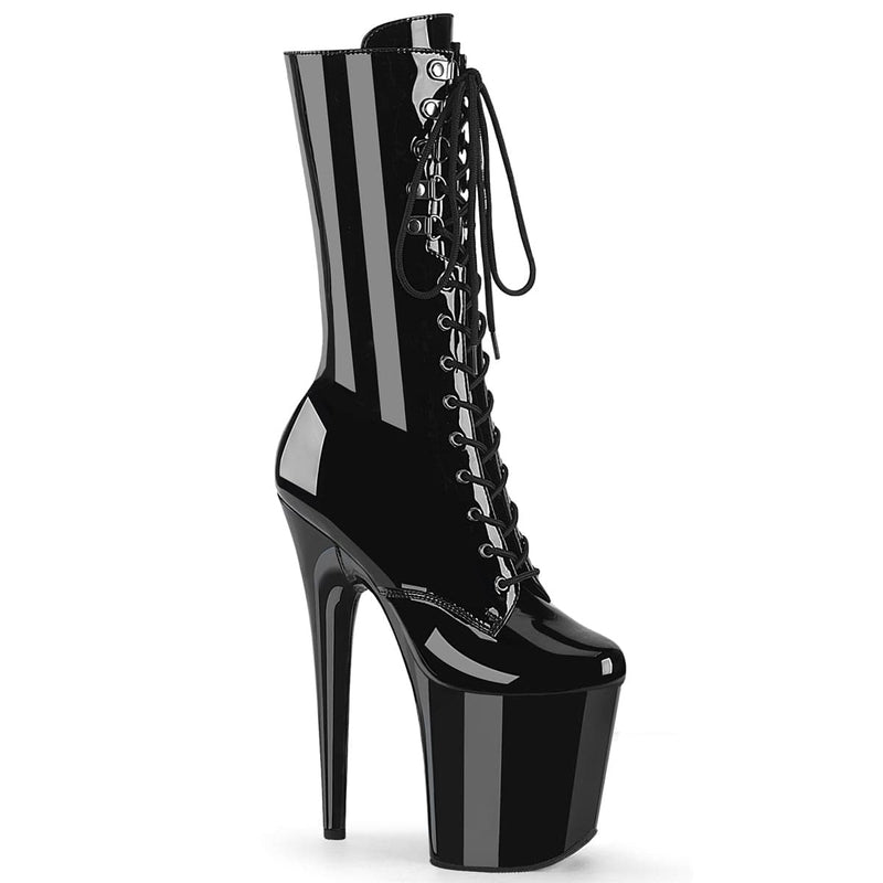 Pleaser FLAMINGO-1054 Platform Mid-Calf Boot (Black Patent/Black) 5