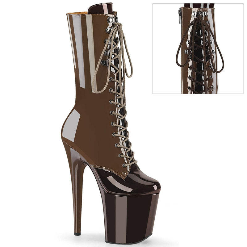 Pleaser FLAMINGO-1054DC Platform Mid-Calf Boot (Mocha-Coffee Patent/Mocha Coffee) 5