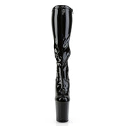 Pleaser FLAMINGO-2000 Platform Knee High Boot (Black Stretch Patent/Black)
