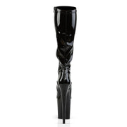 Pleaser FLAMINGO-2000 Platform Knee High Boot (Black Stretch Patent/Black)