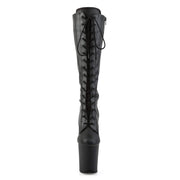 Pleaser FLAMINGO-2023 Platform Knee High Boot (Black Stretch Faux Leather/Black Matte)
