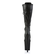 Pleaser FLAMINGO-2023 Platform Knee High Boot (Black Stretch Faux Leather/Black Matte)