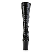 Pleaser FLAMINGO-2023 Platform Knee High Boot (Black Stretch Patent/Black)